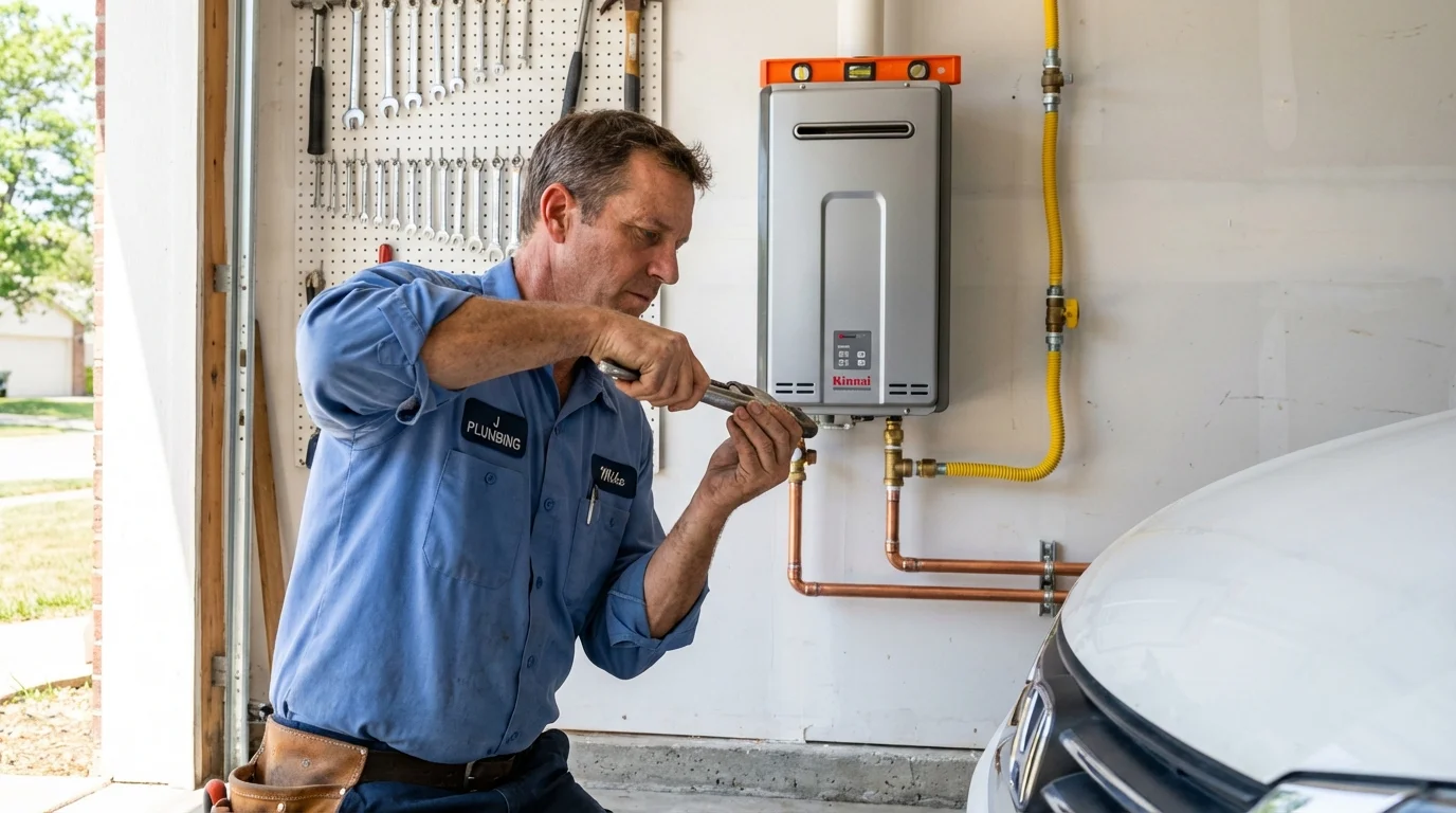 Tankless water heater installation by a Johns Plumbing LLC plumber in Willmar